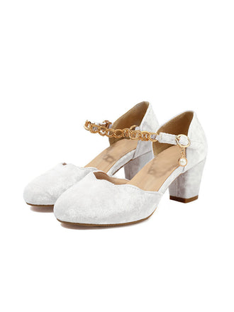 Chaussures à talons hauts en flanelle avec chaßne dorée