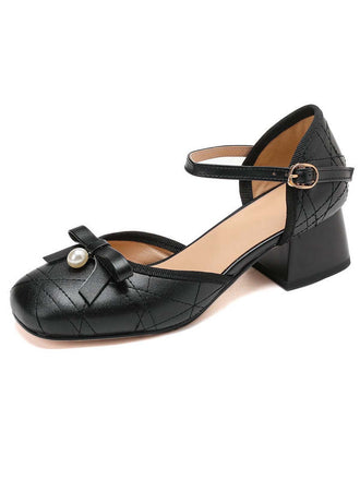 Escarpins Mary Jane rétro avec nœud en perles