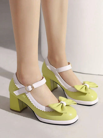 Chaussures Ă  talons hauts Mary Jane vintage nĆud contrastĂ©