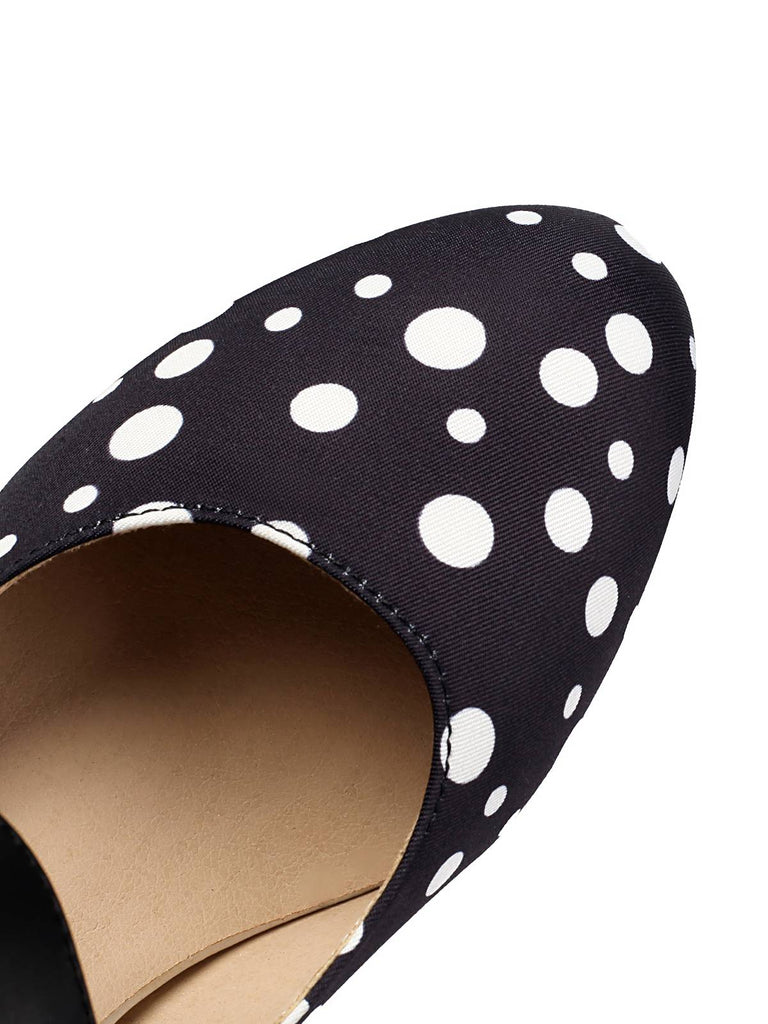 Talons épais rétro Mary Jane à pois et nœud papillon