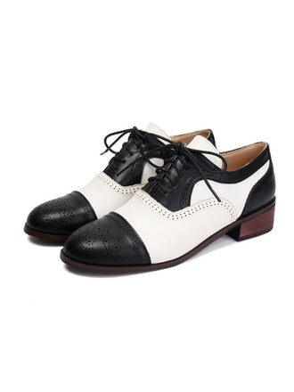 Chaussures Oxford à lanières et bout rond en cuir colorblock