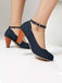 Mary Janes à boucle en jean et talons épais