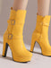Bottes mi-mollet à talon compensé et bout rond en cuir synthétique