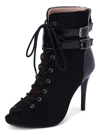 Bottes mi-mollet à bout ouvert et à cordon de serrage en métal