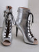 Bottes mi-mollet à bout ouvert et à cordon de serrage en métal