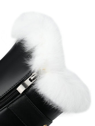 Bottes à talons hauts vintage en fausse fourrure avec boucle