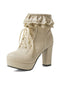 Bottes à talons hauts épais à lacets et volants vintage