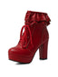 Bottes à talons hauts épais à lacets et volants vintage