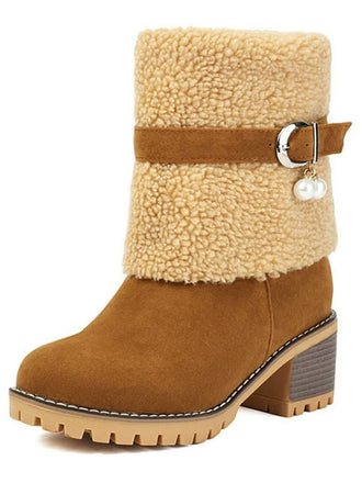 Bottes mi-mollet en polaire velours perle vintage