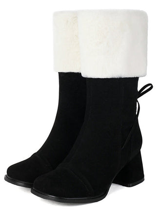 Bottes vintage à semelles épaisses en daim contrasté