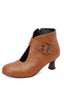 Bottines à bout rond découpes boucle et talon bloc kaki