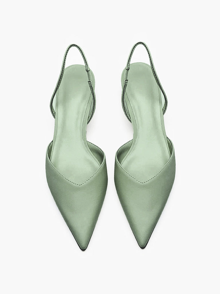 Chaussures à Bout Pointu Bride Arrière Unies à Talon Bloc Bas 3