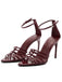 Sandales à Talons Hauts Bout Pointu Vintage Bordeaux
