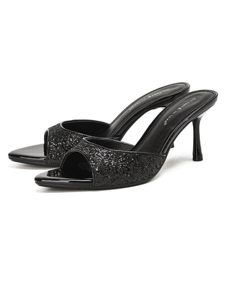 chaussures Uni Glitter Open Toe Stiletto Mule Heels