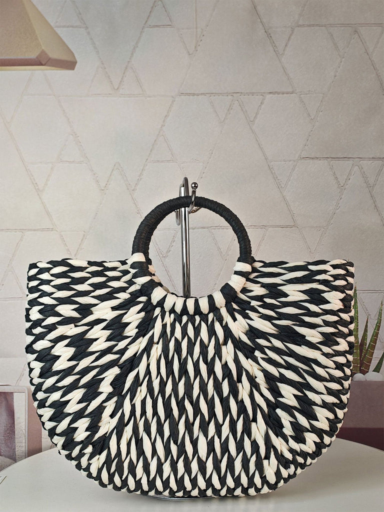 Vintage Tressé à la Main Paille Plage Sac Cabas 2