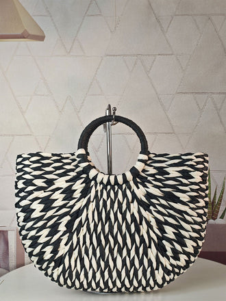 Vintage Tressé à la Main Paille Plage Sac Cabas 2