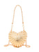 Mini Sac Rigide en Forme de Cœur Métallique Côtelé
