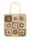Sac bohème tissé et crocheté motif patchwork crème