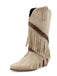 Bottes mi-mollet vintage denim western pompons