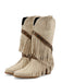Bottes mi-mollet vintage denim western pompons