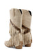 Bottes mi-mollet vintage denim western pompons