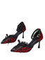 Chaussures à Bout Pointu à Talons Hauts Gothiques en Dentelle Florale