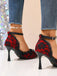 Chaussures à Bout Pointu à Talons Hauts Gothiques en Dentelle Florale