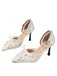 Chaussures à Bout Pointu à Talons Hauts Gothiques en Dentelle Florale