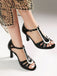 Bout Ouvert Ajouré Blocs de Couleur Bride en T Talons 4