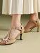 Bout Ouvert Ajouré Blocs de Couleur Bride en T Talons 7