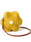 Sac Bandoulière Tissé Paille Forme Fleur Jaune