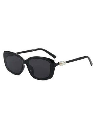 Lunettes de Soleil Vintage Monture Carrée Perle Noir