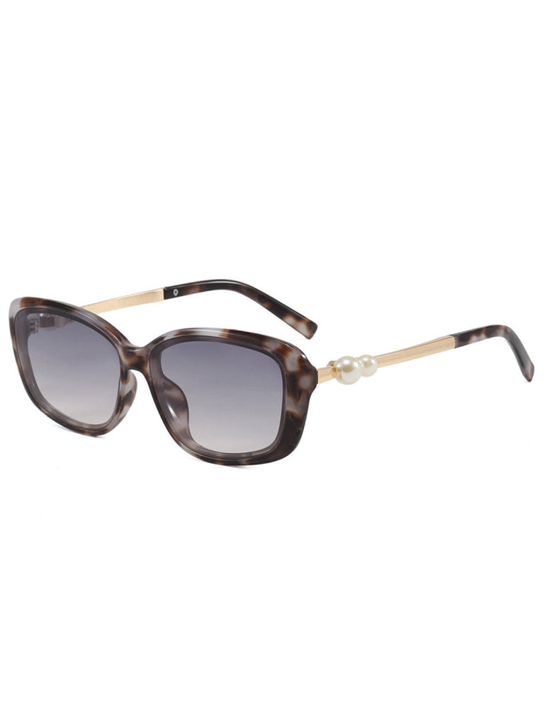 Lunettes de Soleil Vintage Monture Carrée Perle Noir 6