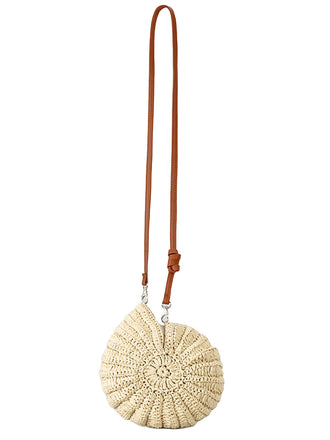 Sac Bandoulière Tressé en Paille Forme Coquillage