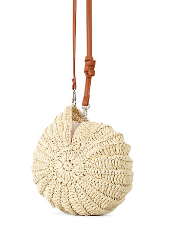 Sac Bandoulière Tressé en Paille Forme Coquillage