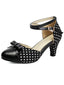 Escarpins vintage bout pointu pois nœud et talons épais