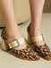 chaussures Léopard Buckle Strap Chunky High Heel Mary Jane Pumps