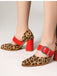 chaussures Léopard Buckle Strap Chunky High Heel Mary Jane Pumps