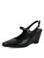 Chaussures Slingback Noires Mary Jane À Talon Compensé Bout Pointu