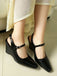 Chaussures Slingback Noires Mary Jane À Talon Compensé Bout Pointu