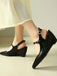 Chaussures Slingback Noires Mary Jane À Talon Compensé Bout Pointu