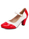 Cuir Verni Colorblock Mary Jane Talon Épais Chaussures 7