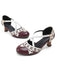 chaussures Bicolore Sangles Croisées Talon Kitten Mary Jane Chaussures 3
