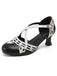 chaussures Bicolore Sangles Croisées Talon Kitten Mary Jane Chaussures 5