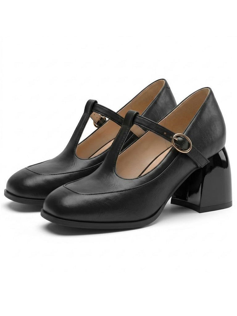Chaussures Mary Jane Bride en T Boucle Talon Cône 7