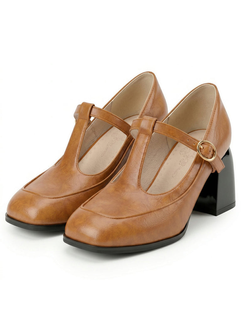 Chaussures Mary Jane Bride en T Boucle Talon Cône 11