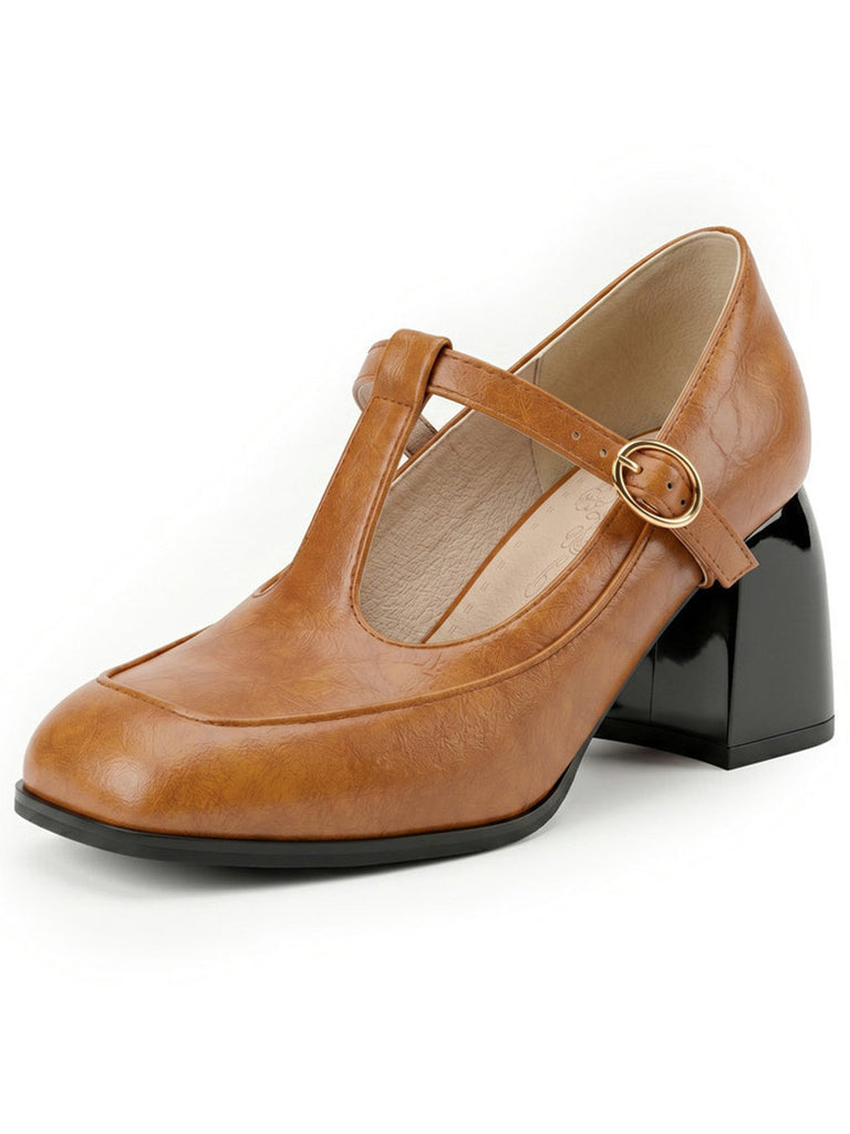 Chaussures Mary Jane Bride en T Boucle Talon Cône 12