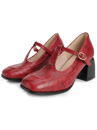 Chaussures Mary Jane Bride en T Boucle Talon Cône
