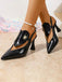 chaussures Noir Pointed Toe Golden Spider Slingback Heels