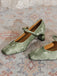 Chaussures Mary Jane à Talon Bloc Boucle Velours Vert
